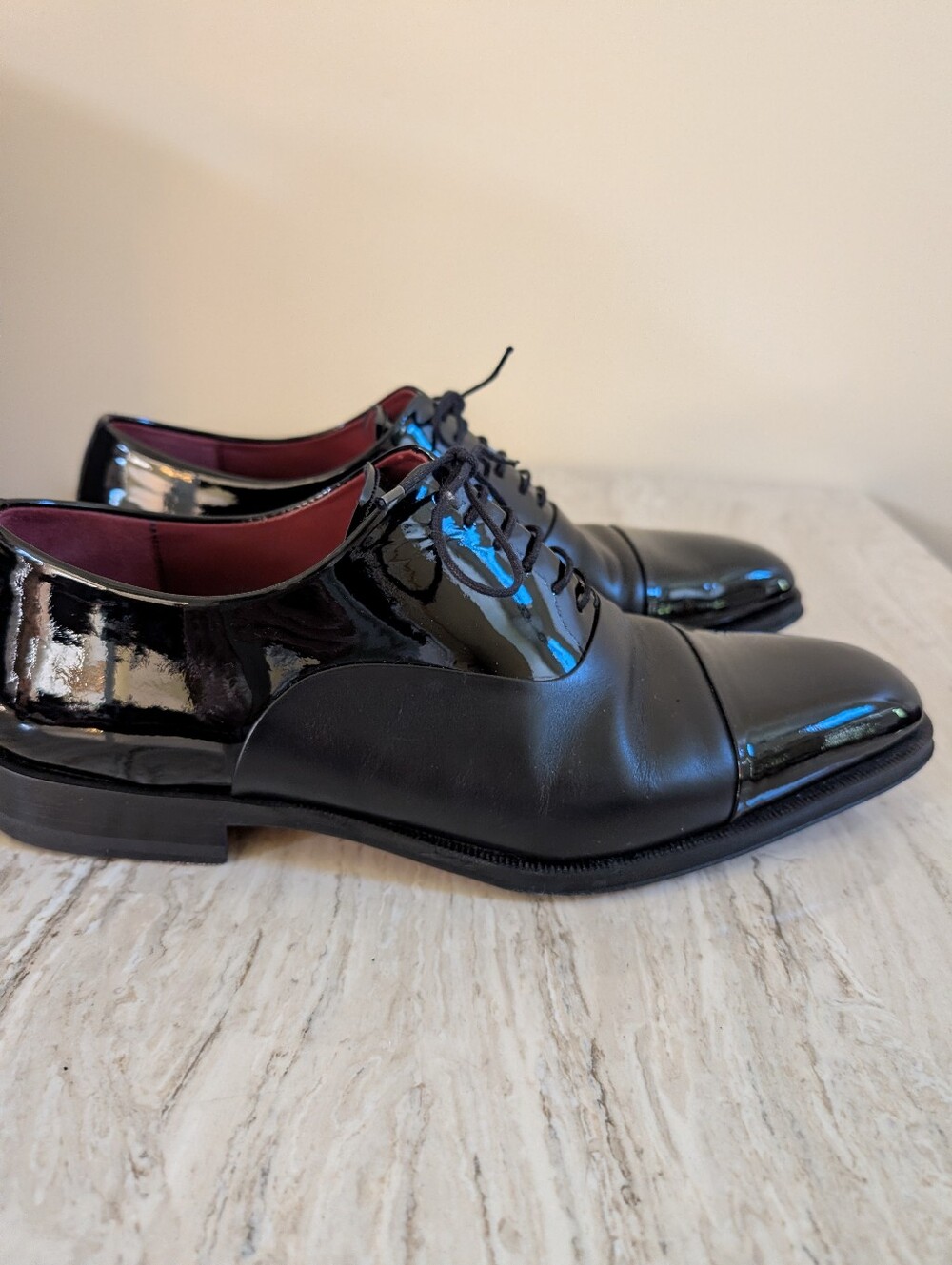 Magnanni 13880 Cesar Men's Shoes Black Patent/Nappa Leather Cap-Toe Oxfords